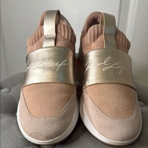 Karl Lagerfeld Gold and Tan Slip-On Sneakers